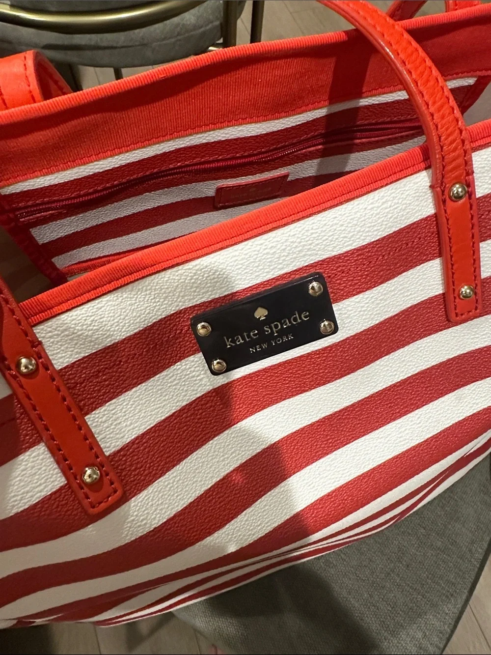 Kate Spade Red and white large tote bag